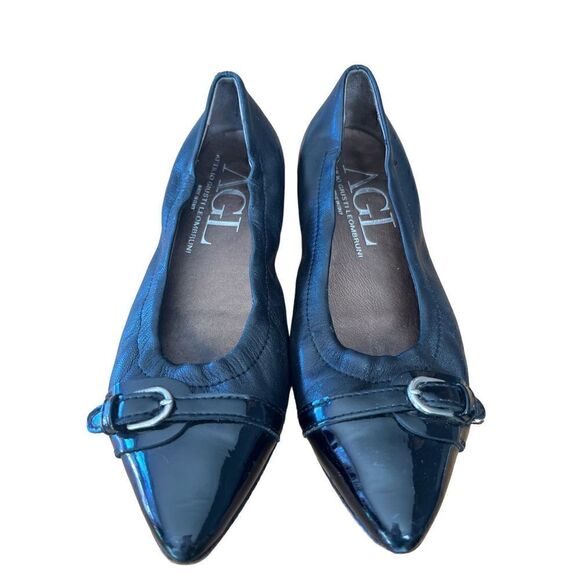 AGL black cap-toe ballet flats - Picture 1 of 6